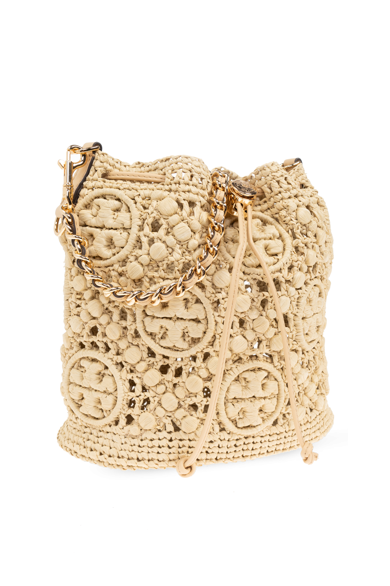 Tory Burch かごバッグ ベージュ トリーバーチ かごバッグ 本革×天然繊維 トートバッグ ベージュ